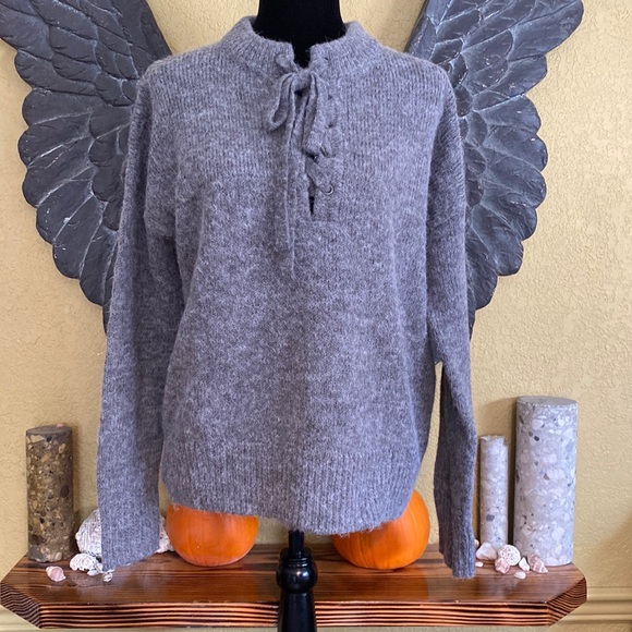 Buffalo David Bitton Sweaters - Buffalo Wool Sweater With Chest Tie